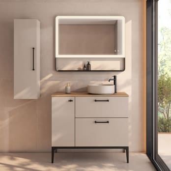 Mueble de baño con banquillo, encimera de madera Verso Viso