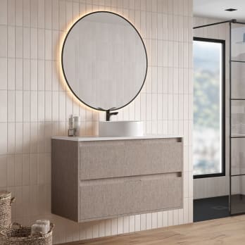 Mueble de baño con encimera Piedra Compactada blanca Artemisa de Bruntec
