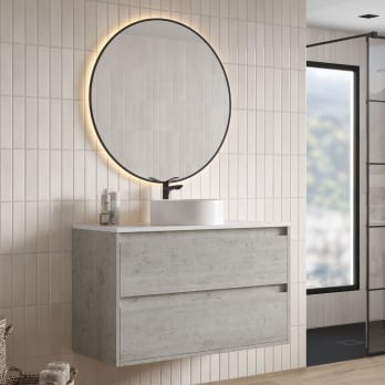 Mueble de baño con encimera Piedra Compactada blanca Artemisa de Bruntec