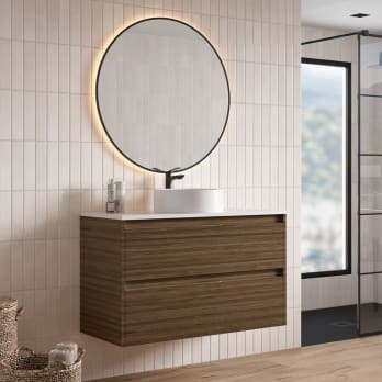 Mueble de baño con encimera Piedra Compactada blanca Artemisa de Bruntec