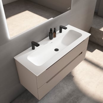 Lavabo encastrado para dos grifos de un seno Idea Viso