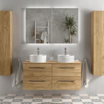Conjunto mueble de baño con lavabo sobre encimera Morai Salgar