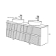 Conjunto mueble de baño con lavabo sobre encimera Etna Sanchís croquis 6