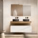 Mueble de baño con encimera de madera 10 cm de altura en color roble costa con cajonera Nomad Visobath principal 3