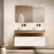 Mueble de baño con encimera de madera 10 cm de altura en color roble costa con cajonera Nomad Visobath principal 0