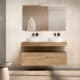 Mueble de baño con encimera de madera 10 cm de altura en color roble costa con cajonera Nomad Visobath principal 2
