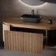 Mueble de baño madera maciza de fresno con encimera de madera Evo Curve Bruntec detalle 1