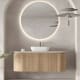 Mueble de baño 100 cm maciza de fresno con encimera Solid Surface Evo Curve Bruntec principal 0