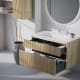 Conjunto de mueble de baño de madera maciza ranurado Alpes 2 Bruntec detalle 2