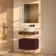 Mueble de baño con encimera de madera 10 cm de altura en color Valenti  con cajonera Nomad Visobath ambiente 16