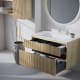 Conjunto de mueble de baño madera maciza ranurada Alpes 7 Bruntec detalle 2