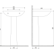 Lavabo con pedestal Strohm Teka Manacor croquis 2