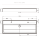 Lavabo encastrado para dos grifos de un seno 12 cm alto Lila Visobath croquis 3