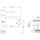 Pack Grifo de lavabo Monza + Válvula click-clack de Imex croquis 5