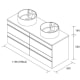 Conjunto mueble de baño con lavabo sobre encimera Born Salgar croquis 5