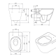 Pack inodoro suspendido + cisterna empotrada + pulsador + bide Look Unisan Sanindusa croquis 9