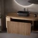 Mueble de baño madera maciza de fresno con encimera de madera Neo Curve Bruntec detalle 1