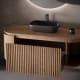 Mueble de baño madera varias medidas, maciza de fresno con encimera de madera Evo Curve Bruntec detalle 4