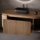 Mueble de baño madera varias medidas, maciza de fresno con encimera de madera Evo Curve Bruntec detalle 1