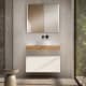 Mueble de baño con encimera de madera 10 cm de altura en color roble costa con cajonera Nomad Visobath principal 0