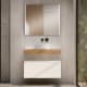 Mueble de baño con encimera de madera 10 cm de altura en color roble costa con cajonera Nomad Visobath principal 0