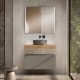 Mueble de baño con encimera de madera 10 cm de altura en color roble costa con cajonera Nomad Visobath principal 1