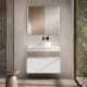 Conjunto mueble de baño con encimera de madera 10 cm de altura con cajonera Nomad monocolor Visobath principal 1