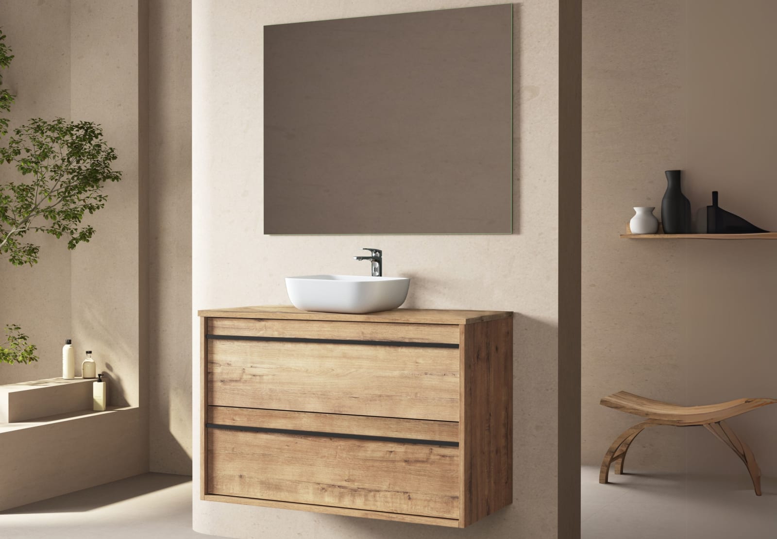 Mueble de baño con encimera de madera Candem Bruntec principal 0