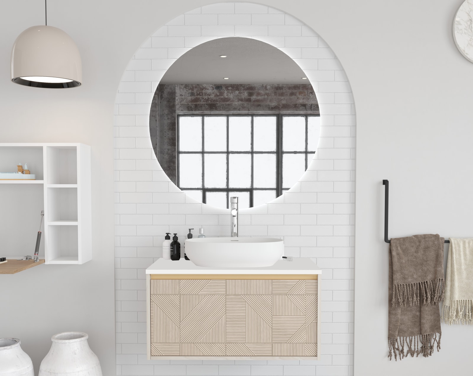 Mueble de baño con encimera de madera hidrófuga Duc Torvisco principal 0
