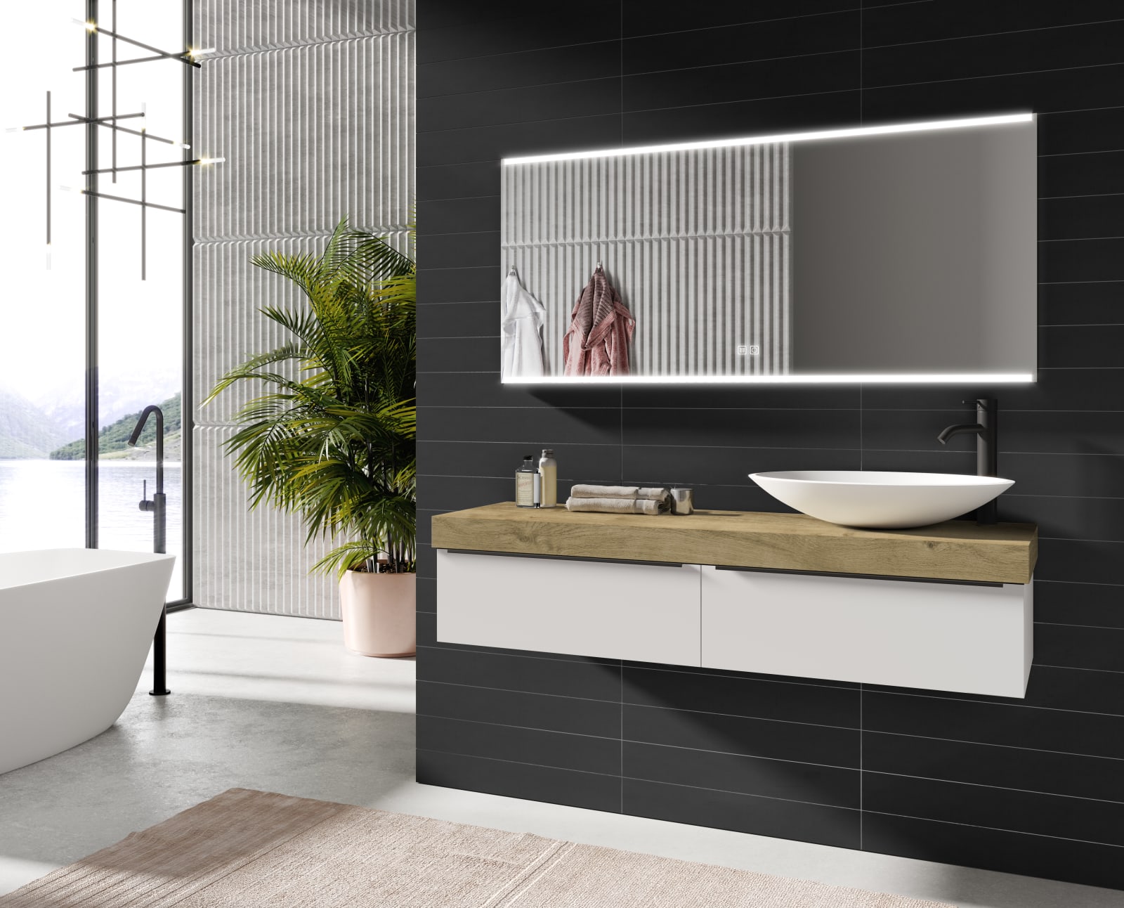 Mueble de baño con encimera de madera Landes Coycama principal 0