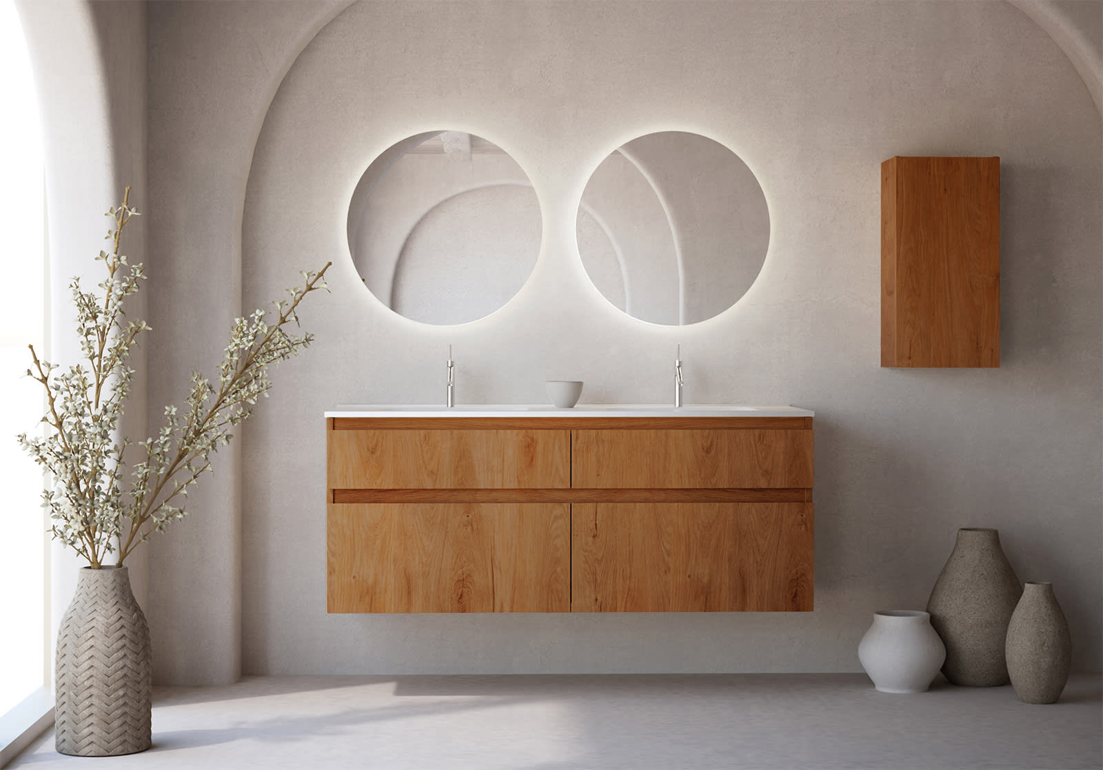 Conjunto de mueble de baño de madera maciza Alpes 7 Bruntec principal 0