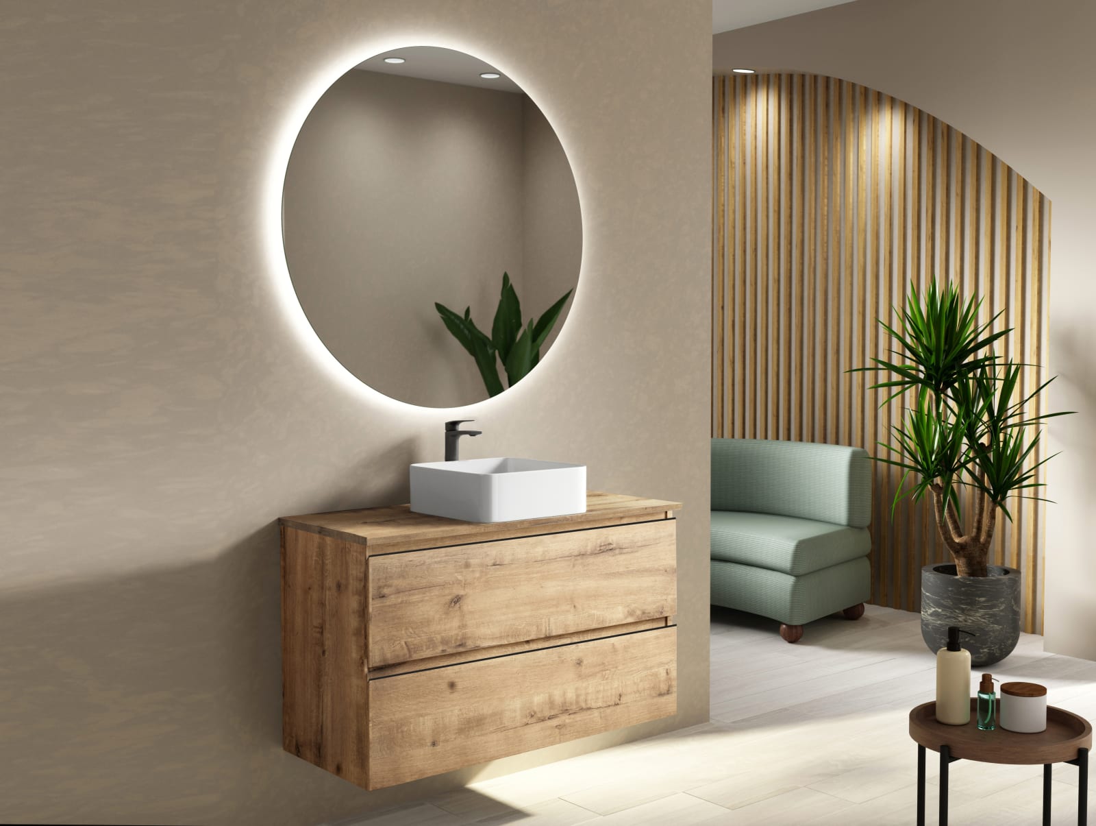 Mueble de baño con encimera de madera Roma Bruntec principal 0