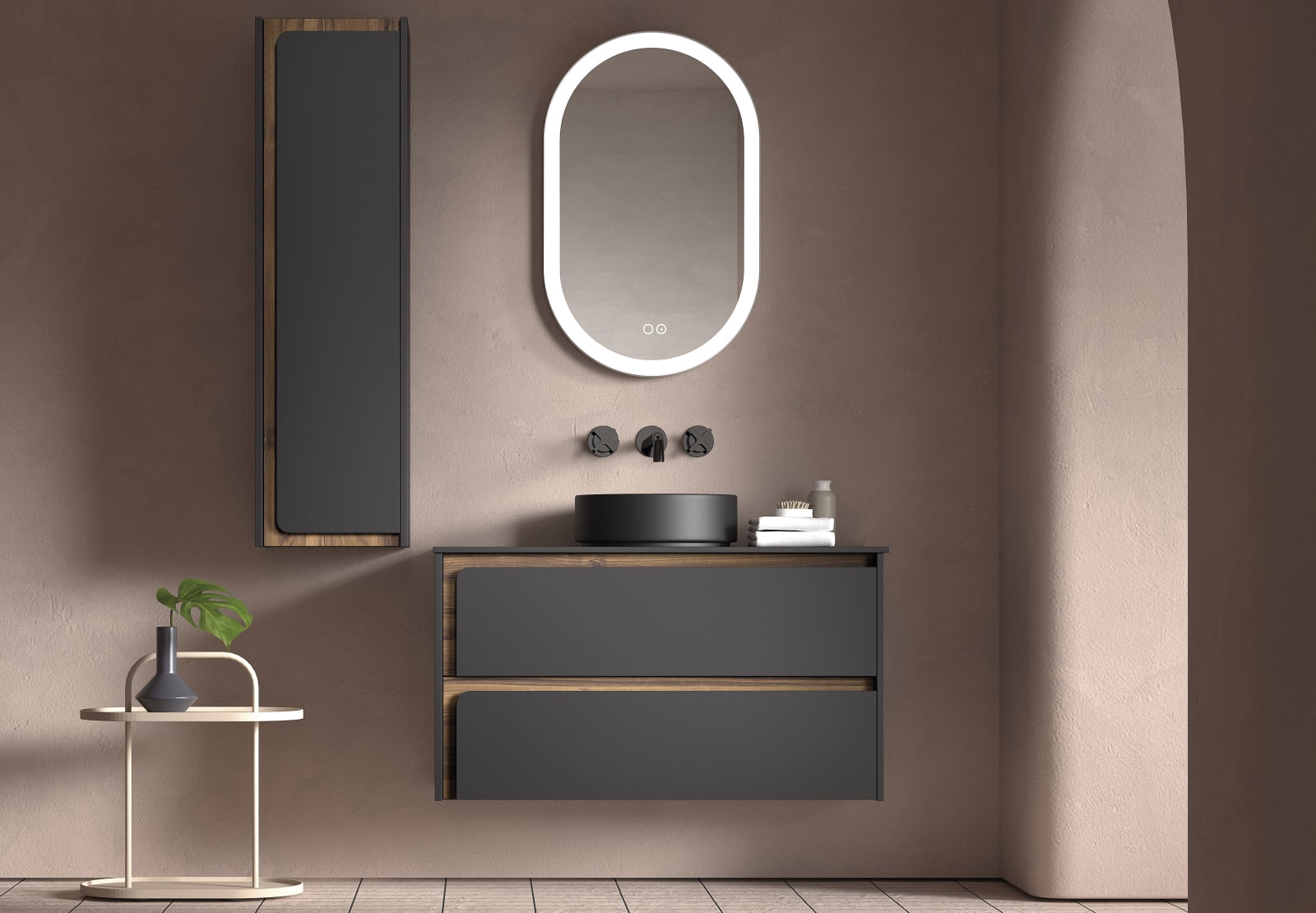 Mueble de baño con encimera de madera Indico Viso principal 0