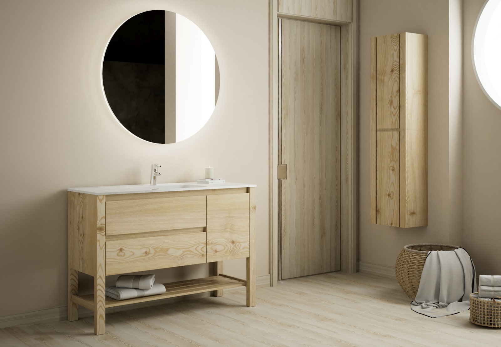 Conjunto de mueble de baño de madera maciza Laponia Bruntec principal 0