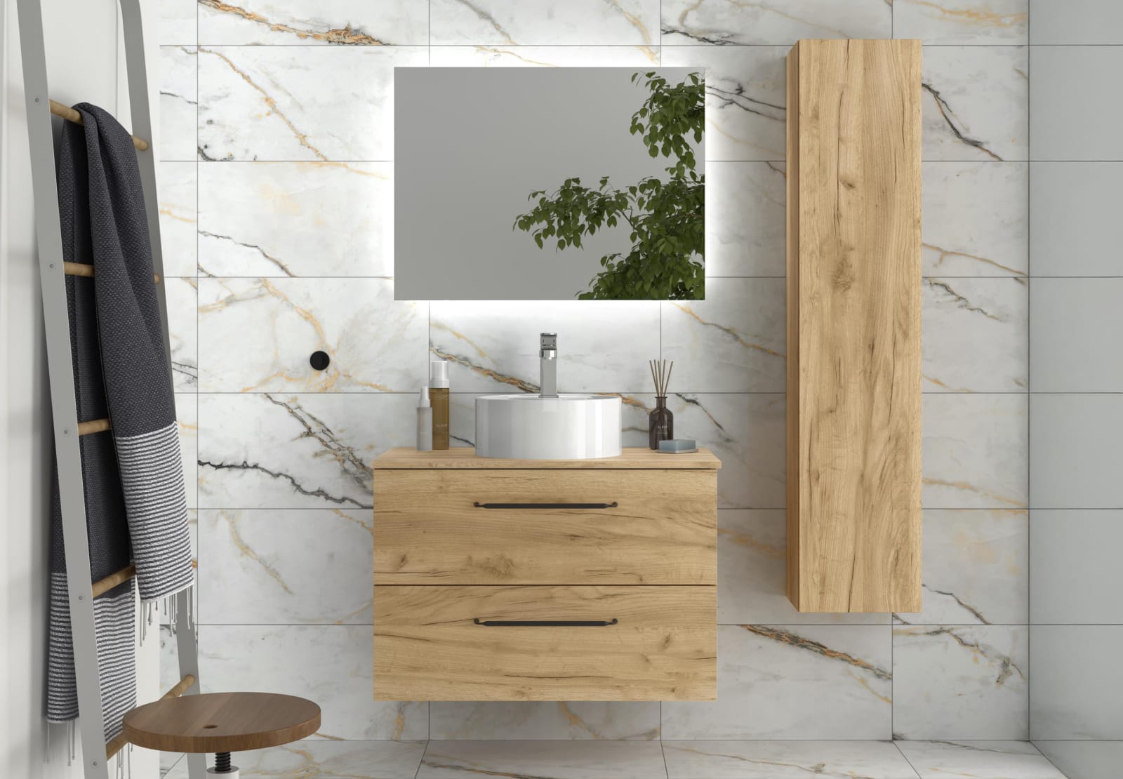 Conjunto mueble de baño con lavabo sobre encimera Moria Salgar principal 0