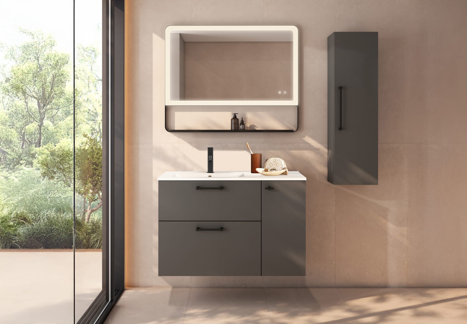 Conjunto mueble de baño suspendido con lavabo Flat Verso Viso principal 0