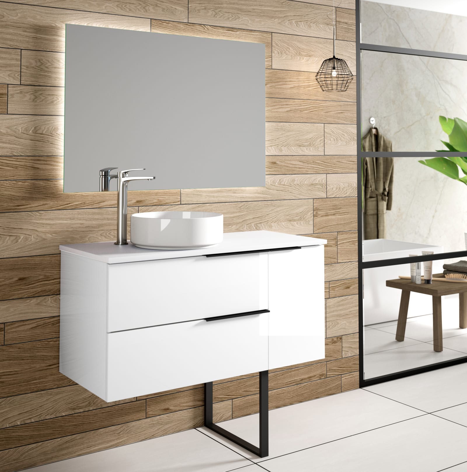 Mueble de baño con encimera de Solid Surface Coban Bruntec principal 0