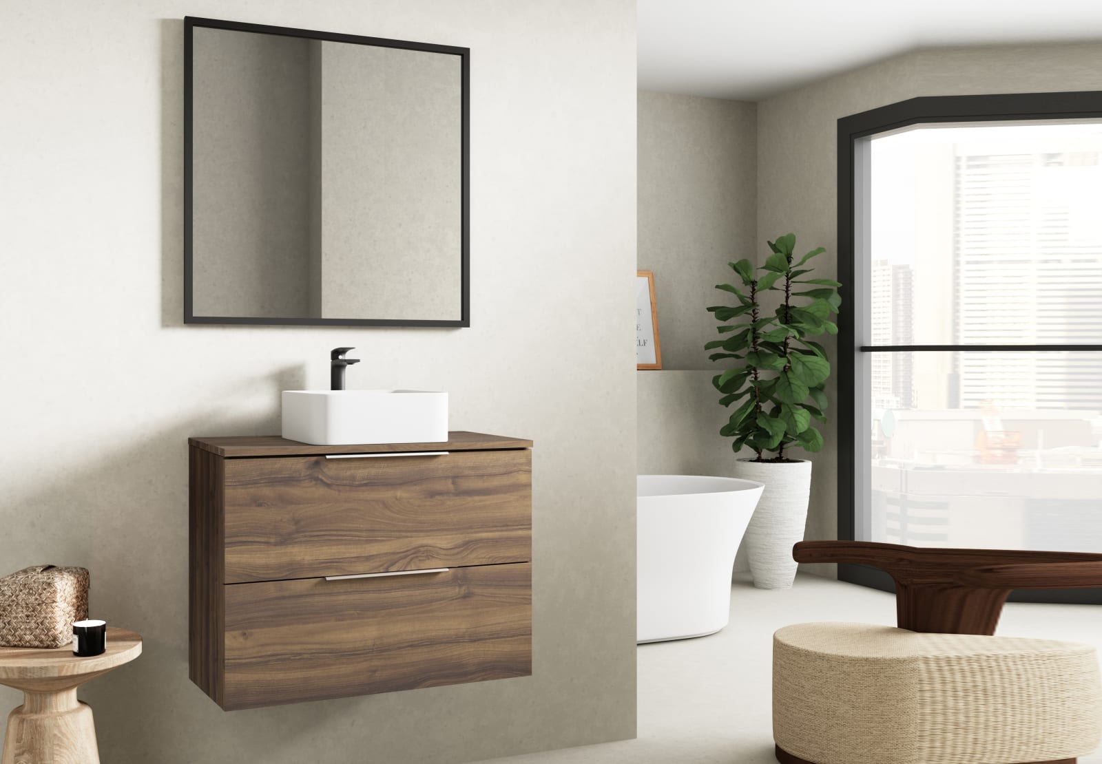 Mueble de baño con encimera de madera Zahara Bruntec principal 0