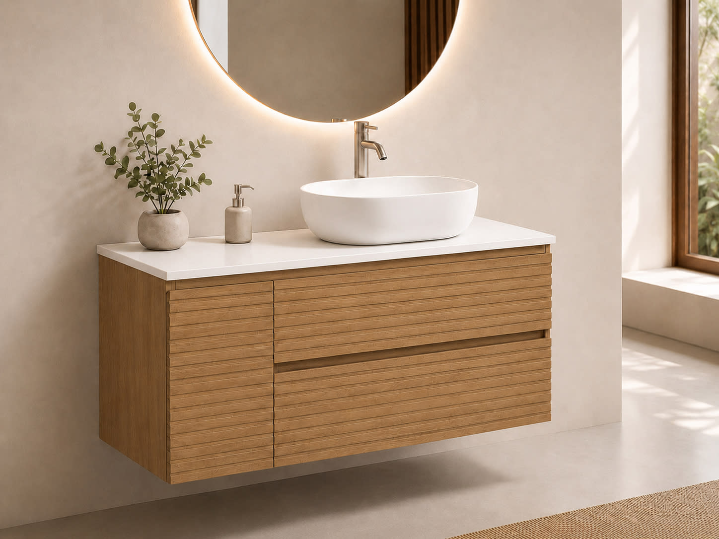 Mueble de baño Alpes 21 Bruntec con encimera Solid Surface blanca principal 0
