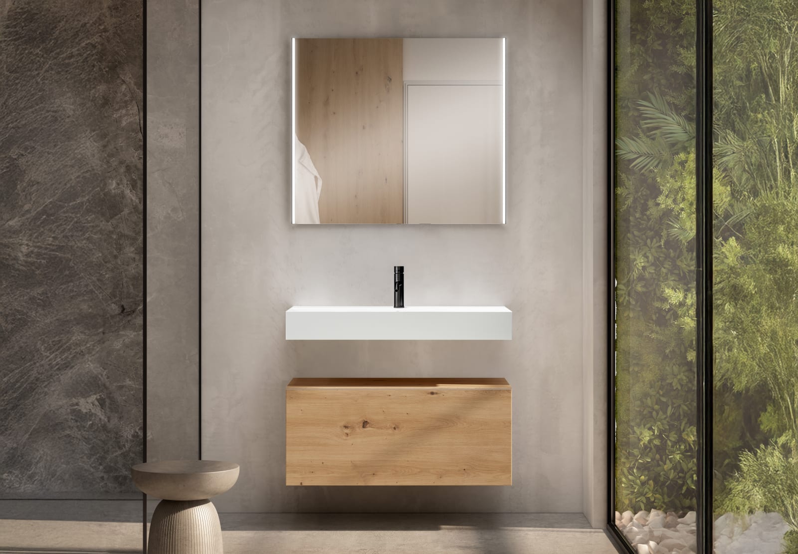 Conjunto mueble de baño con lavabo Solid y cajonera Nomad Viso principal 0