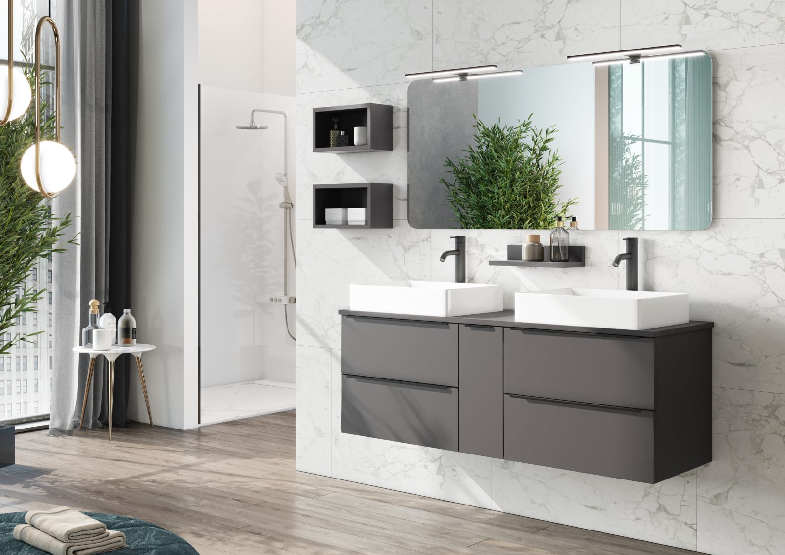 Mueble de baño con encimera de madera Landes Coycama principal 0