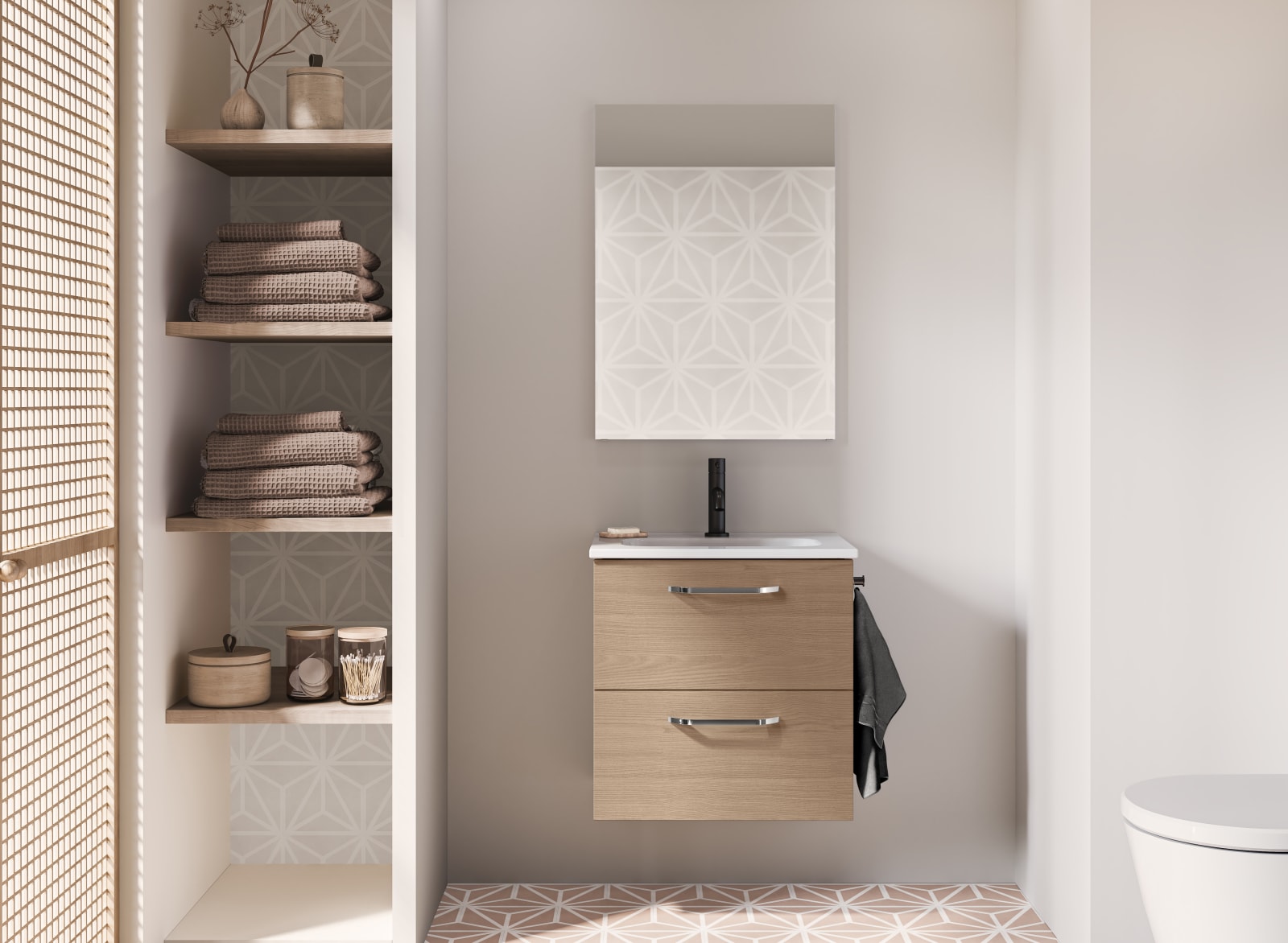 Conjunto completo mueble de baño fondo reducido 35 cm Hone Amizuva principal 0