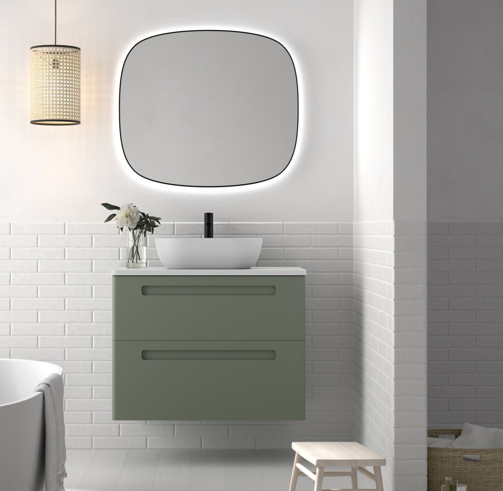 Mueble de baño con encimera de piedra compacta Paris Avila Dos principal 0
