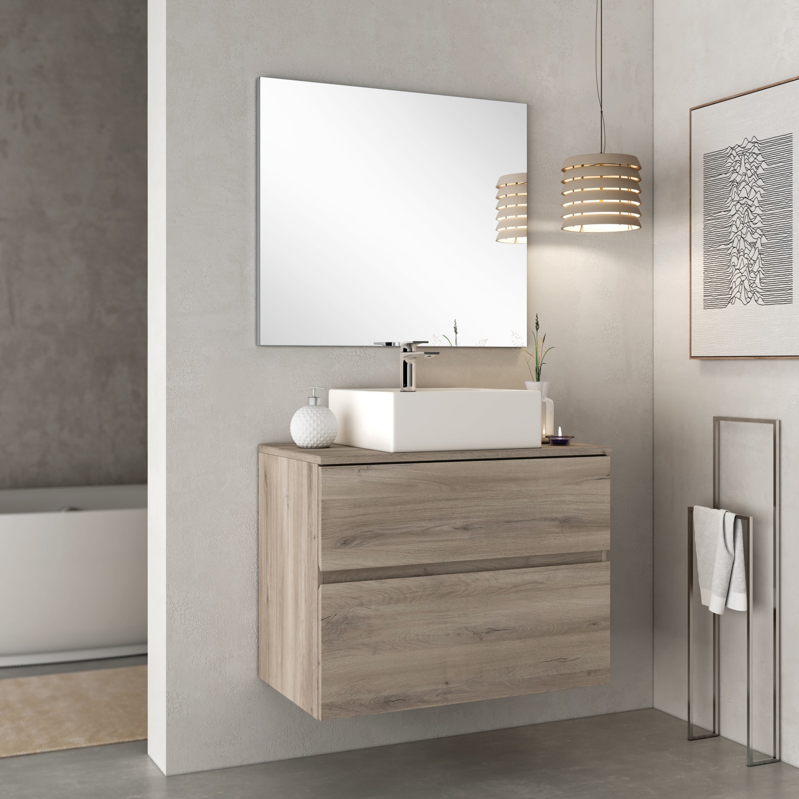 Mueble de baño con encimera de madera Zeus Bruntec principal 0