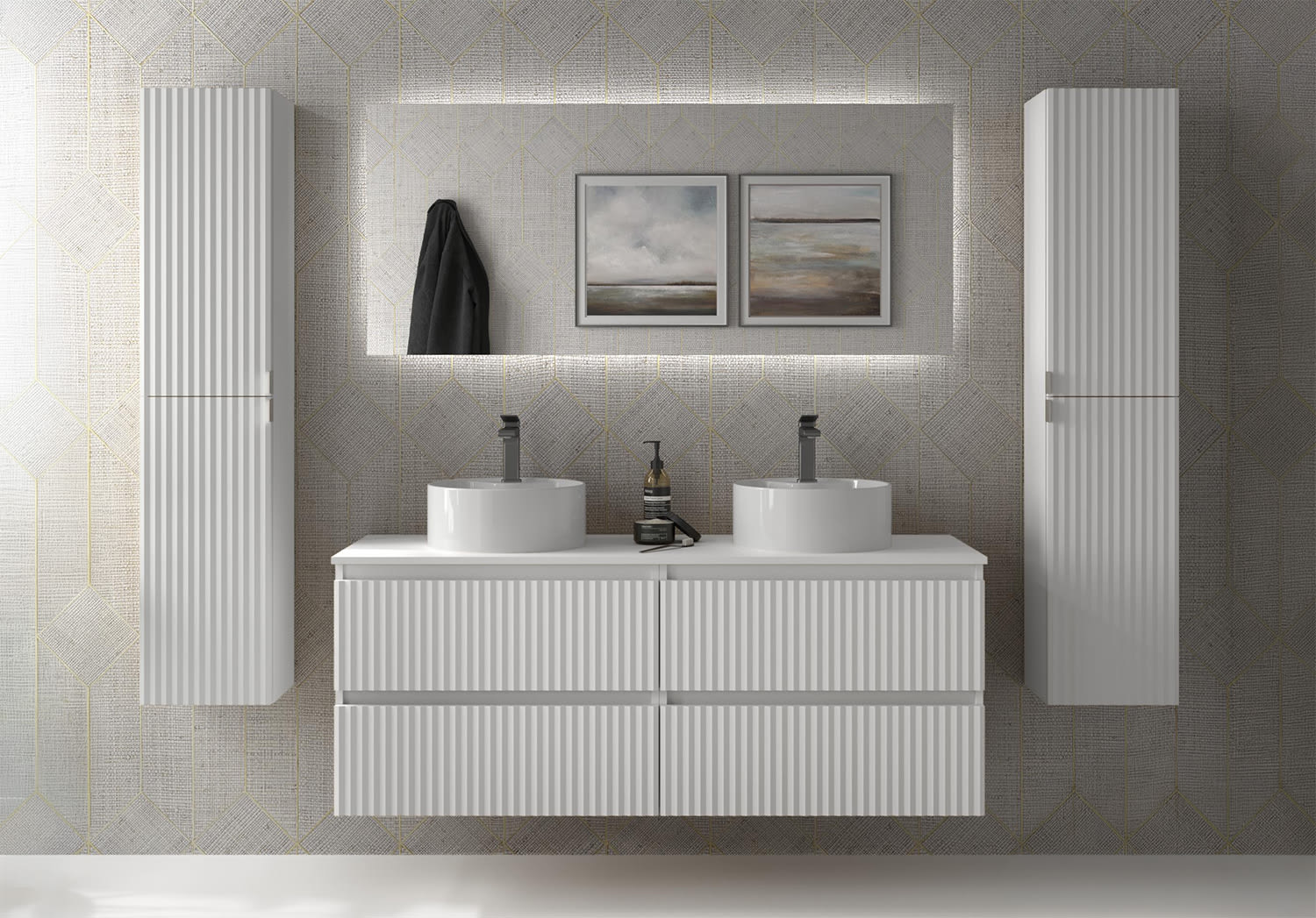 Conjunto mueble de baño Kira Salgar con lavabo sobre encimera principal 0