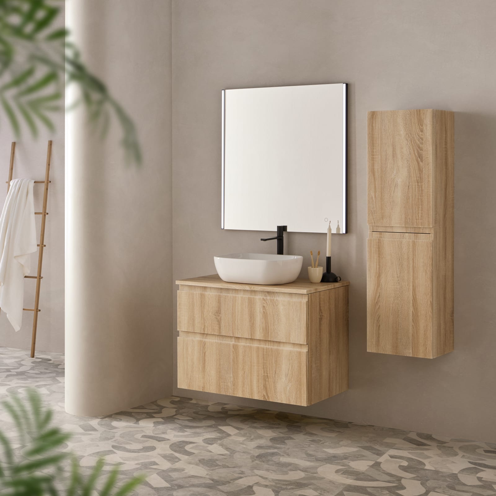 Conjunto mueble de baño con lavabo sobre encimera Nice Sanchis principal 0