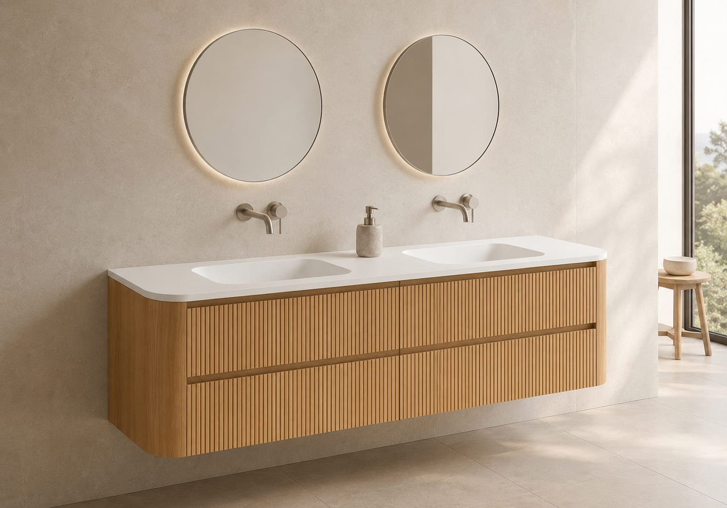 Conjunto de mueble de baño con lavabo Solid Surface Duna Bruntec principal 0