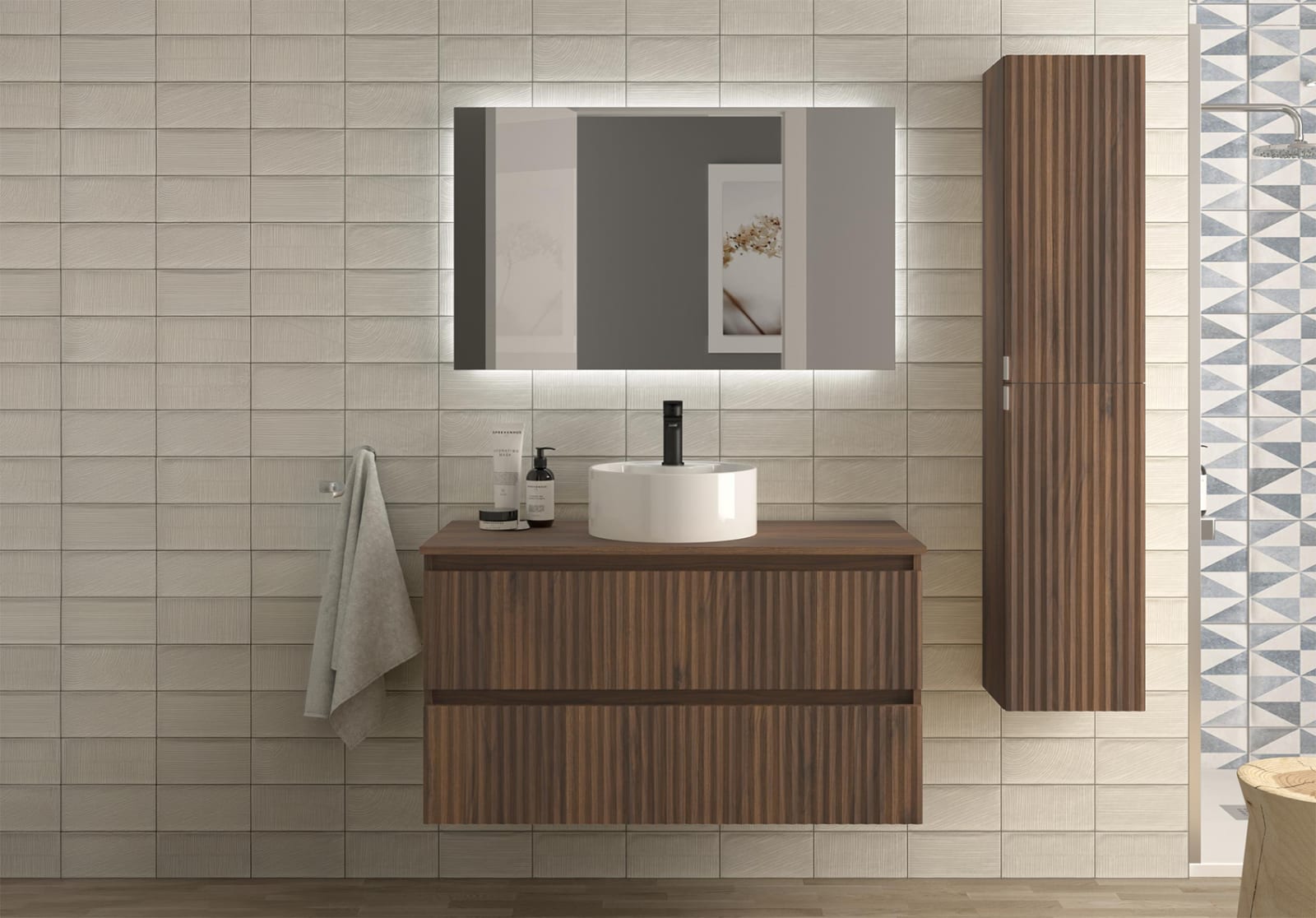 Conjunto mueble de baño Kira Salgar con lavabo sobre encimera principal 0