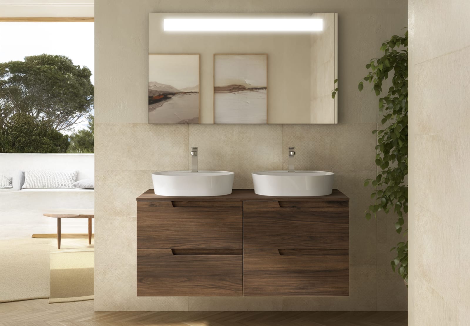Mueble de baño con encimera de mismo color que el mueble Vima Salgar principal 0