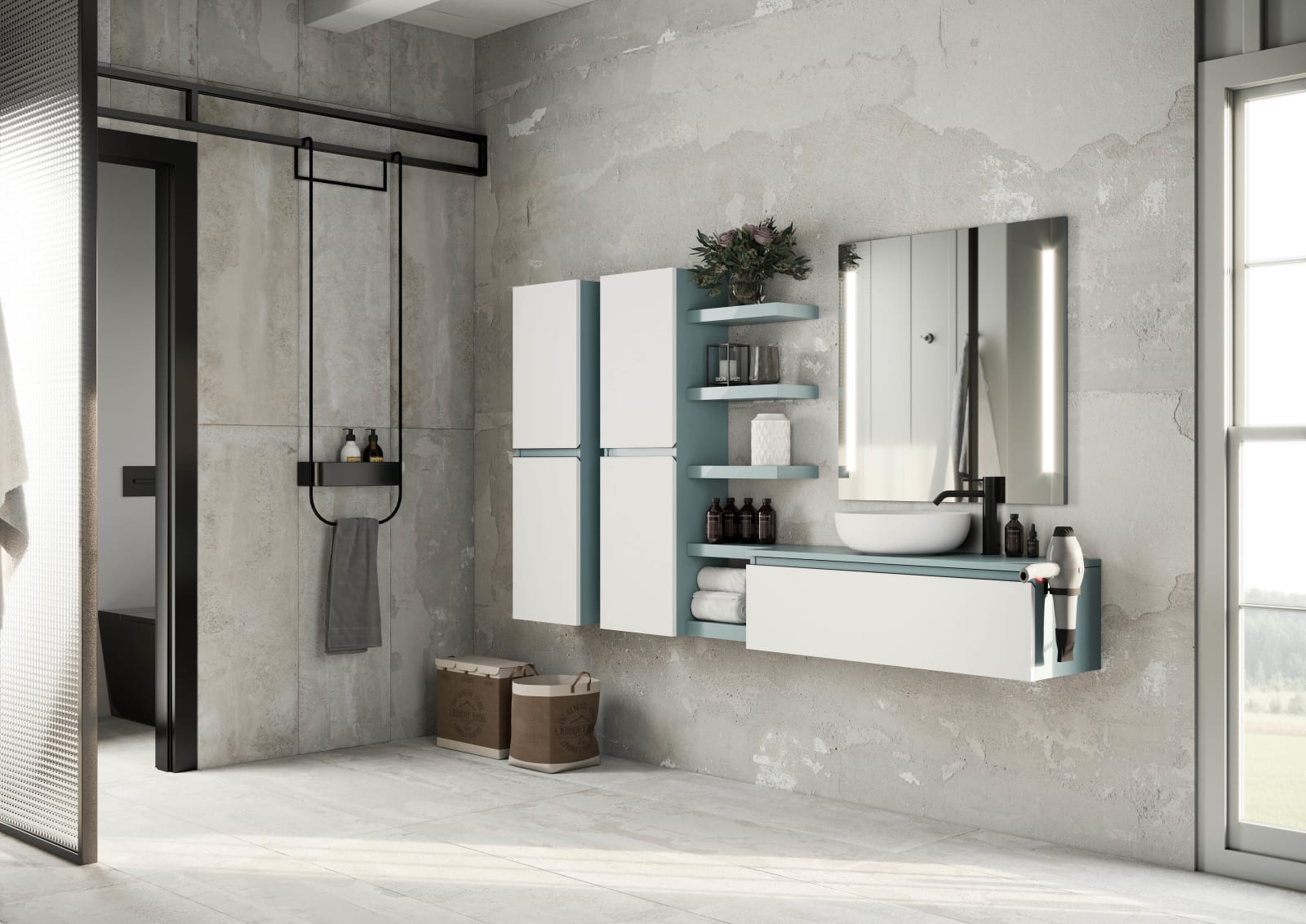 Mueble de baño con encimera de madera Aqua Campoaras principal 0